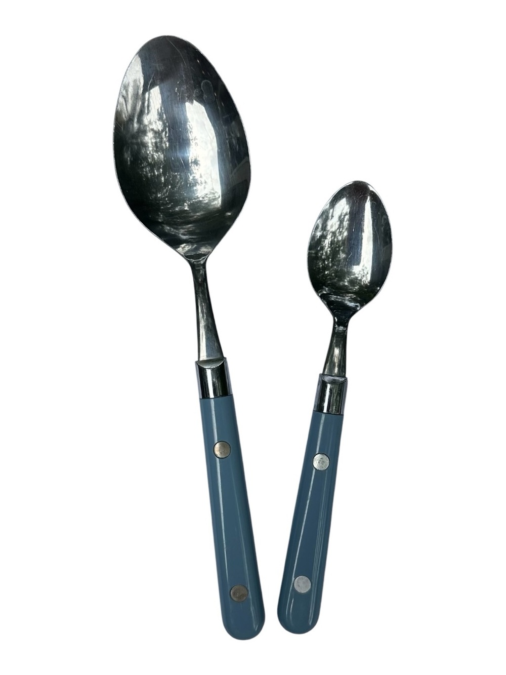 Blue Handle Stainless Steel Serving Spoon Set - Washington Forge (Mardi Gras)